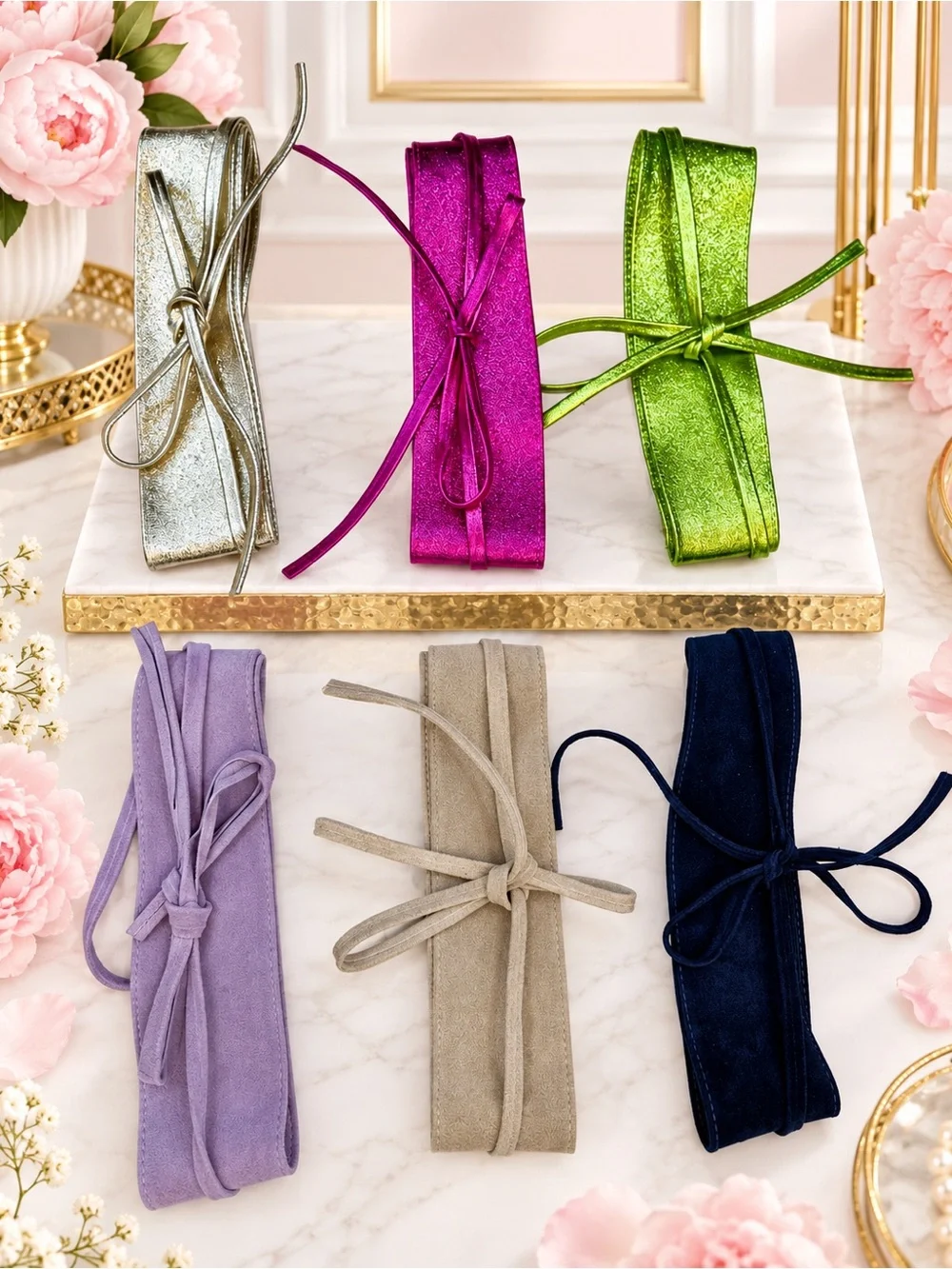 Velvet Metallic Tie Headbands - Assorted Colors